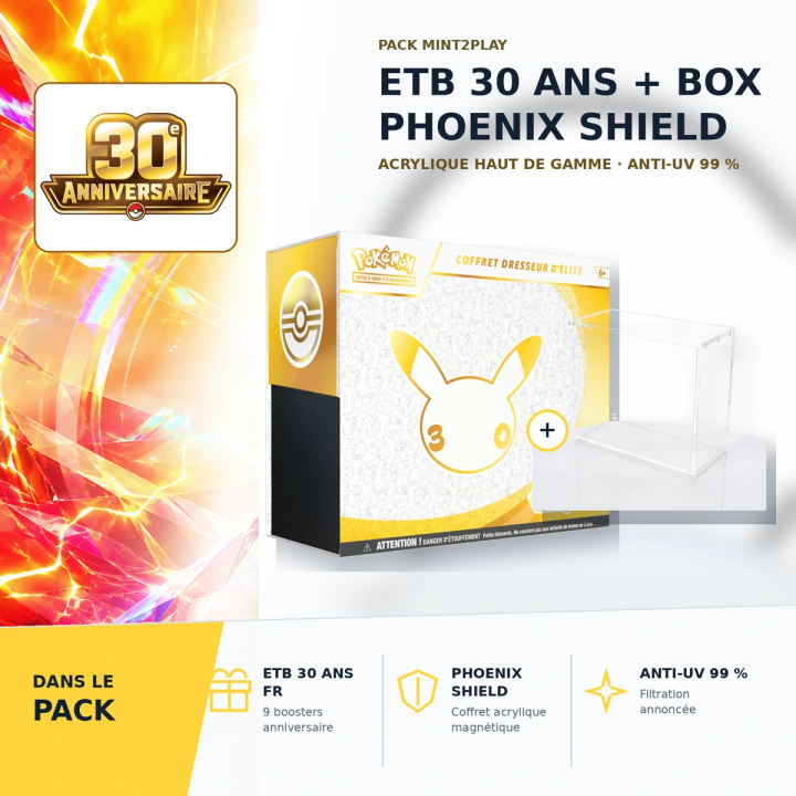 Pokémon 30th Anniversary ETB + 99% UV Acrylic Case