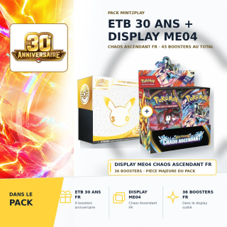 Pack ETB Pokémon 30 ans + Display ME04 Chaos Ascendant FR