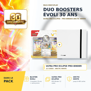 Pack Duo Boosters Évoli Pokémon 30 ans + Binder Eclipse
