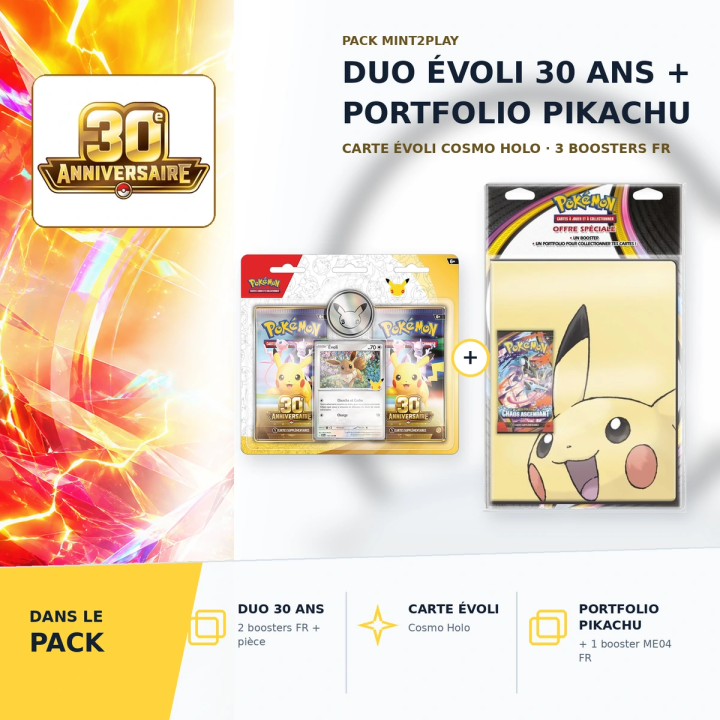 Pack Pokémon 30 ans Évoli + Portfolio Pikachu FR | Mint2Play