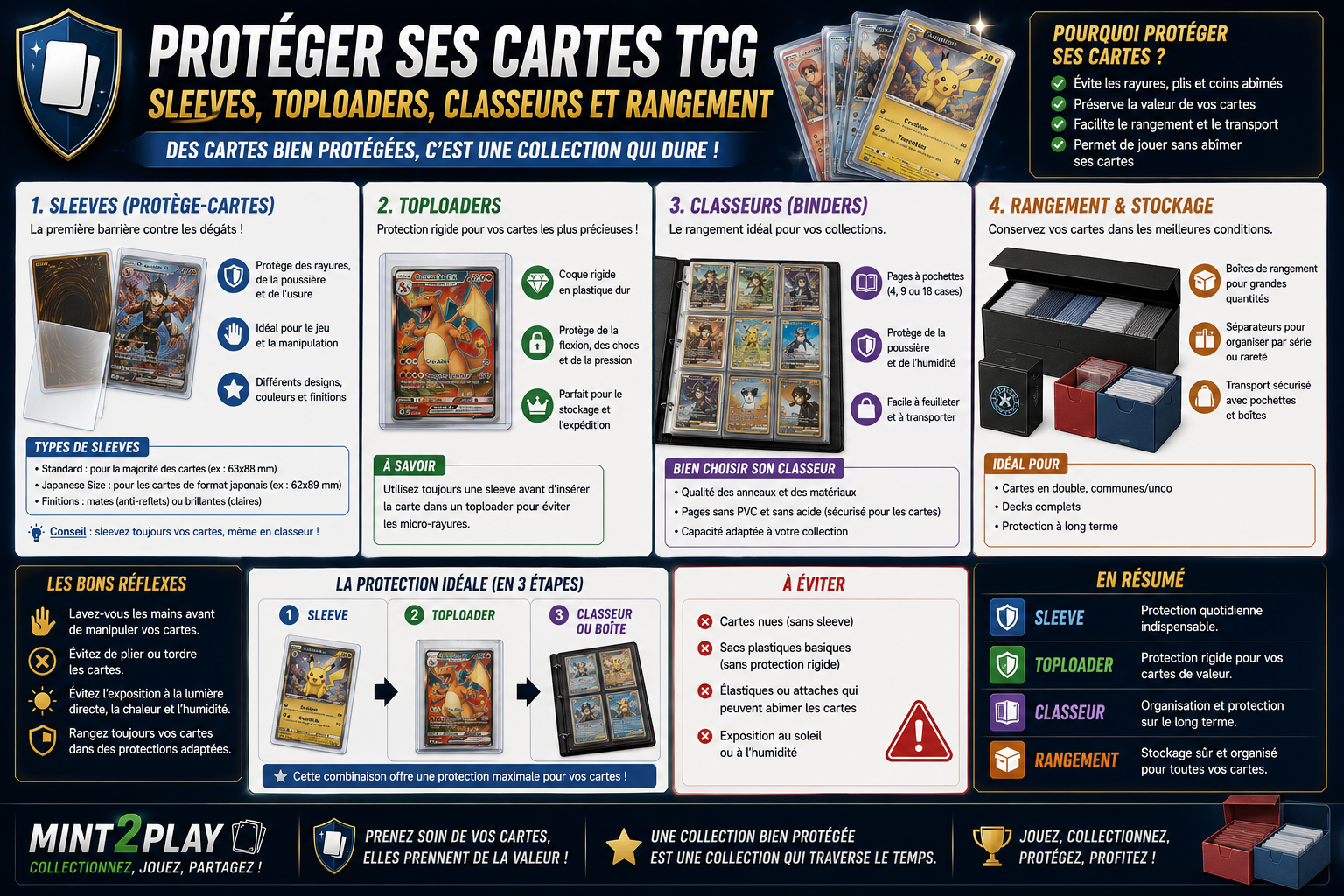 Protéger ses cartes TCG sleeves, toploaders, classeurs et rangement
