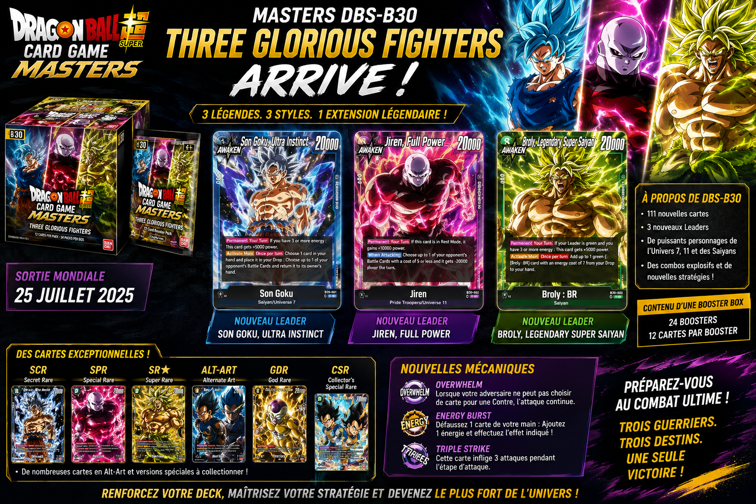 Dragon Ball Super Card Game Masters DBS-B30 Three Glorious Fighters arrive