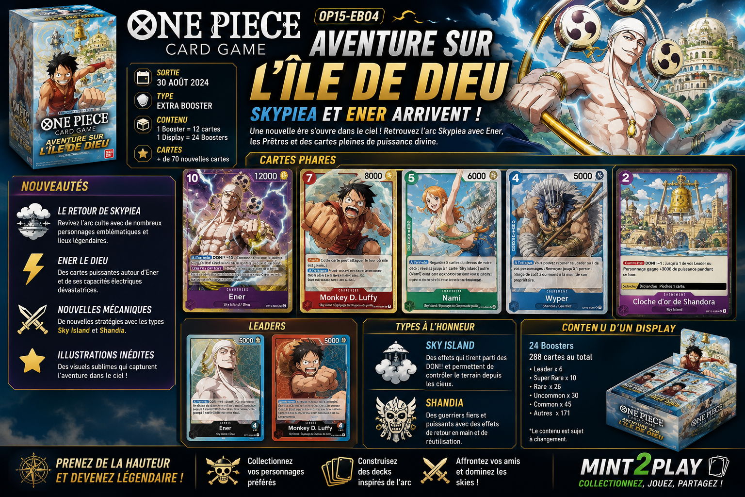 One Piece Card Game OP15-EB04 Aventure sur l'île de Dieu, Skypiea et Ener
