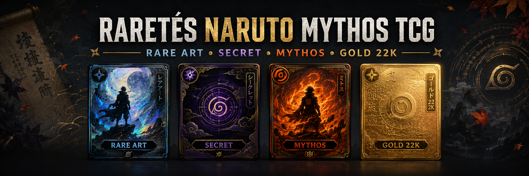 Raretés Naruto Mythos TCG : comprendre les cartes Rare ART, Secret, Mythos et Gold 22K