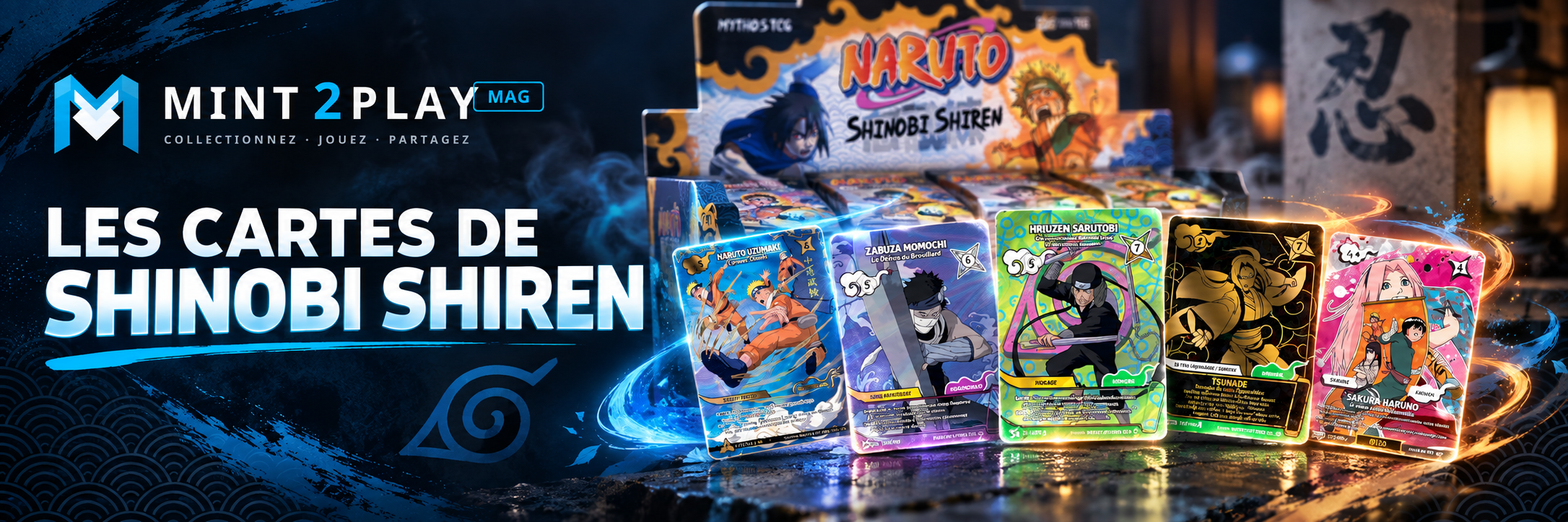 Cartes Naruto Mythos SET 2 Shinobi Shiren avec les raretés Shinobi, Mythos, Rare ART, Secret et POP.
