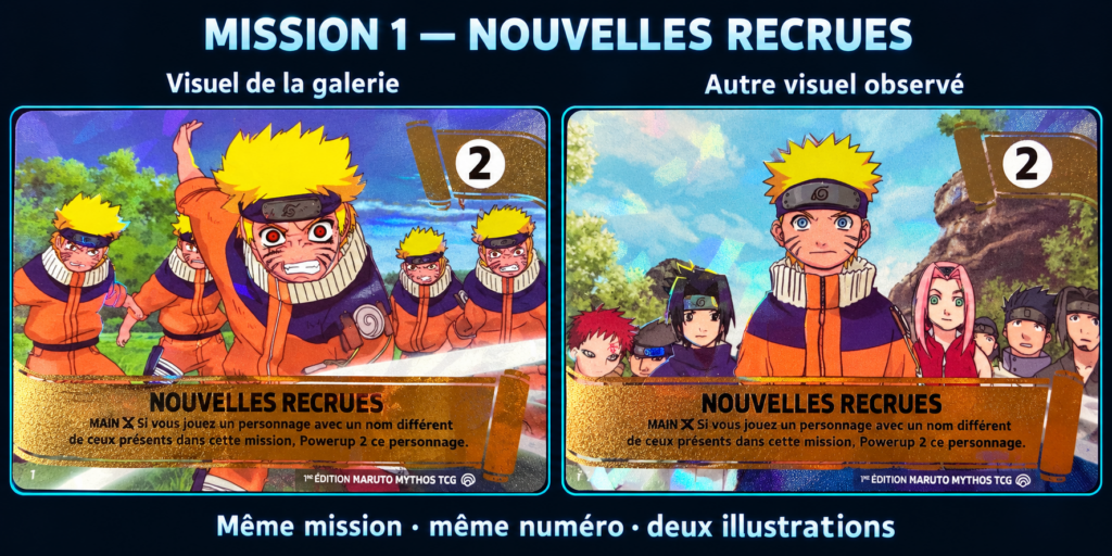 Deux-visuels-pour-une-meme-mission-3-1024x512 Naruto Mythos Set 2 : 10 missions, 20 illustrations en 1re édition