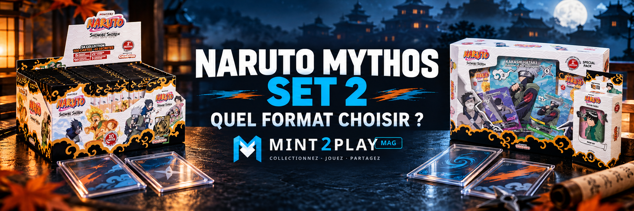 Comparatif des produits Naruto Mythos Set 2 : Display, Special Packs et Team Sets Shinobi Shiren
